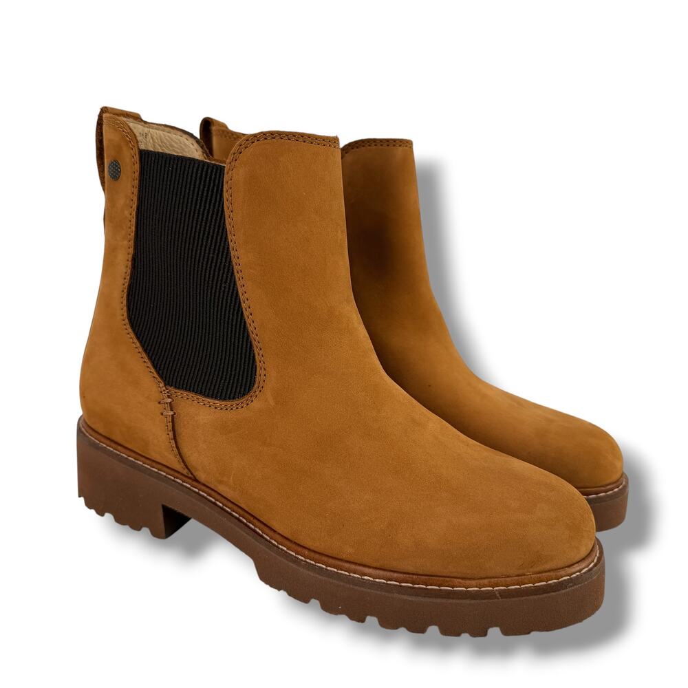 Samuel Hubbard Van Ness Suede Tan Ankle Boots Womens Sz 8.5